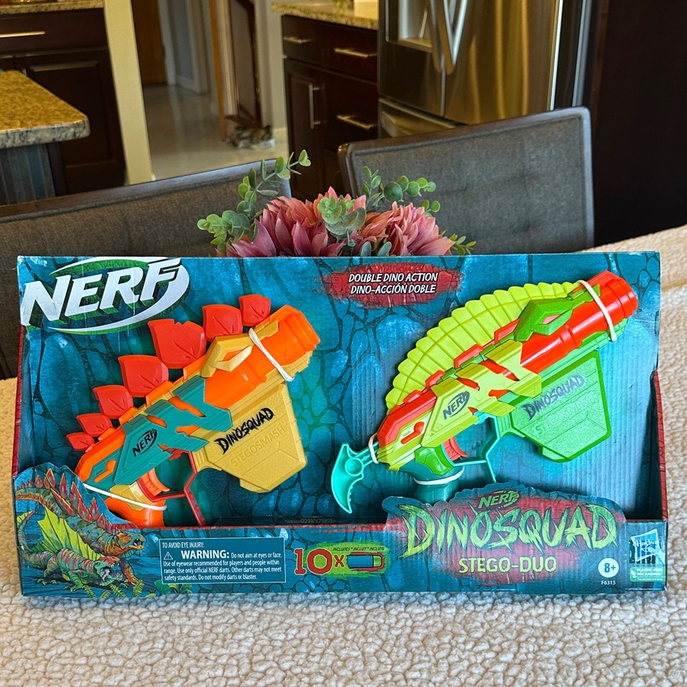 Nerf DinoSquad Stego-Duo Blasters in Orange and Green